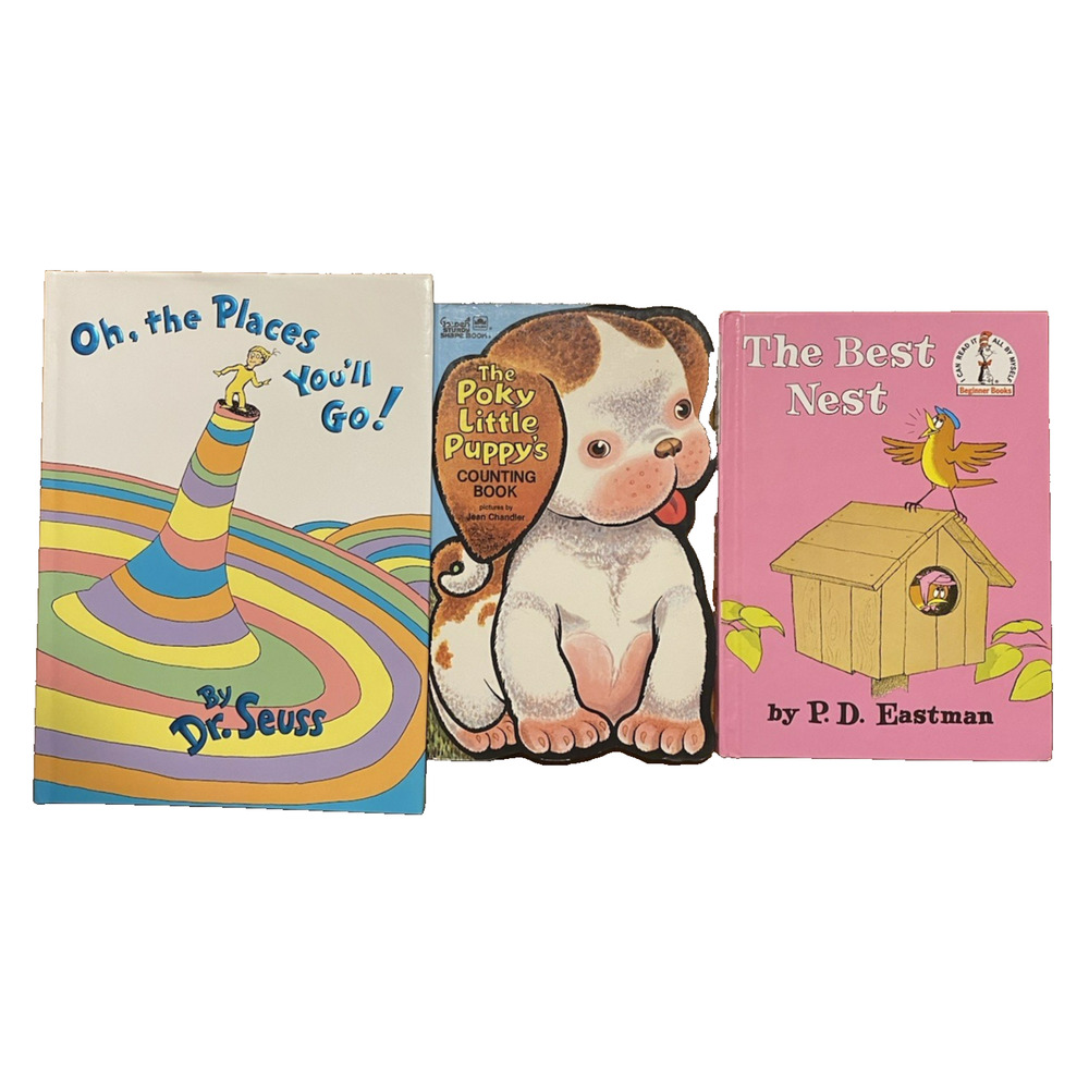 Lot of 3 VTG Classic Children's Books Dr. Seuss /Pokey Puppy/ Best Nest